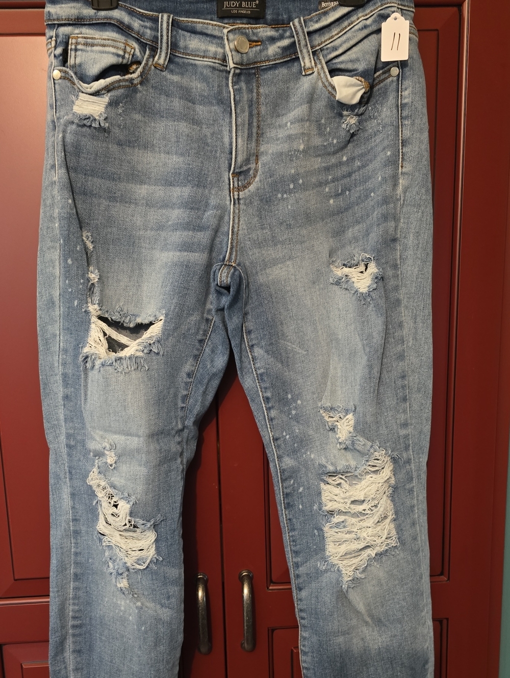 Judy Blue Light Blue Distressed Boyfriend Jeans Sz 11